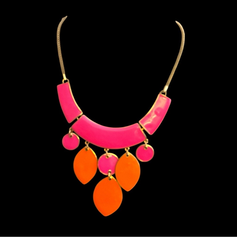 Chic Pink and Orange Statement Necklace